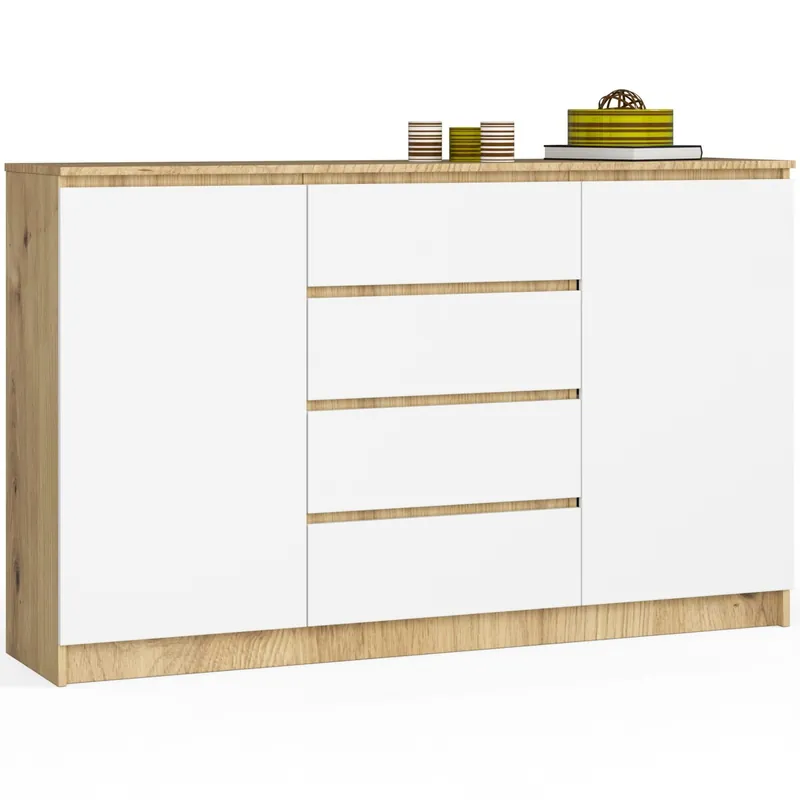 Komoda K160 2D 4SZ CLP artisan / bílá Nová Kolekce