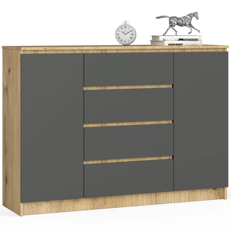 Komoda K140 2D 4SZ CLP dub artisan / šedá Dokud Zásoby Vydrží