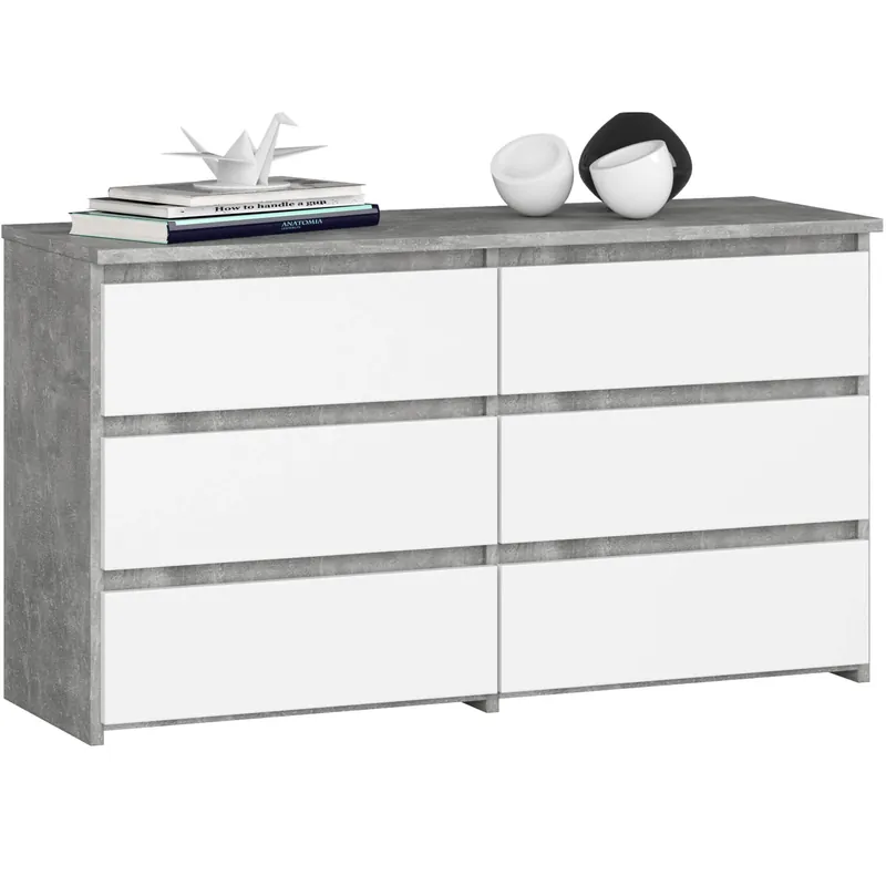 Komoda CL100 6SZ beton / bílá Finální Výprodej