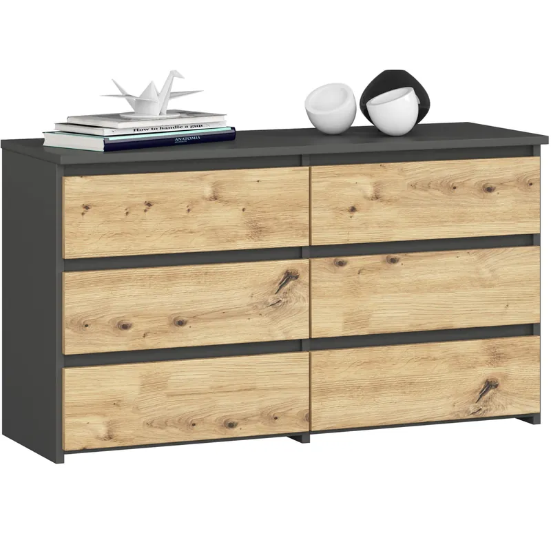 Komoda CL100 6SZ šedá / dub artisan Nízká Cena