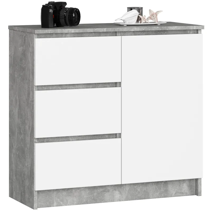Komoda K80 JERRY 1D 3SZ beton / bílá Nejprodávanější