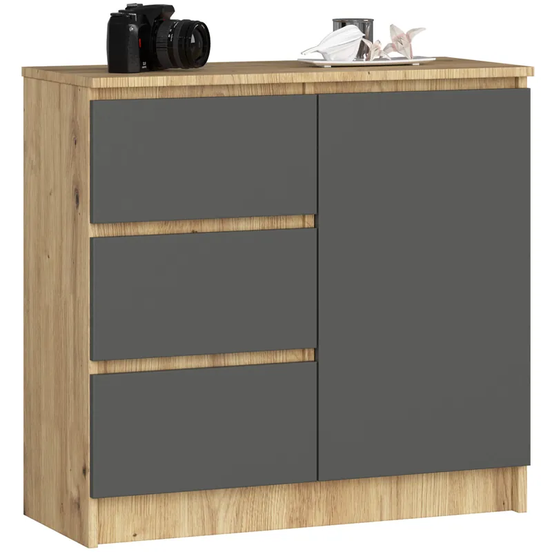 Oblíbený Komoda K80 JERRY 1D 3SZ dub artisan / šedá