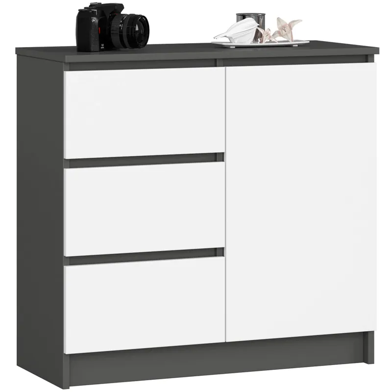 Cenově Výhodný Komoda K80 JERRY 1D 3SZ grafitová / šedá, bílá