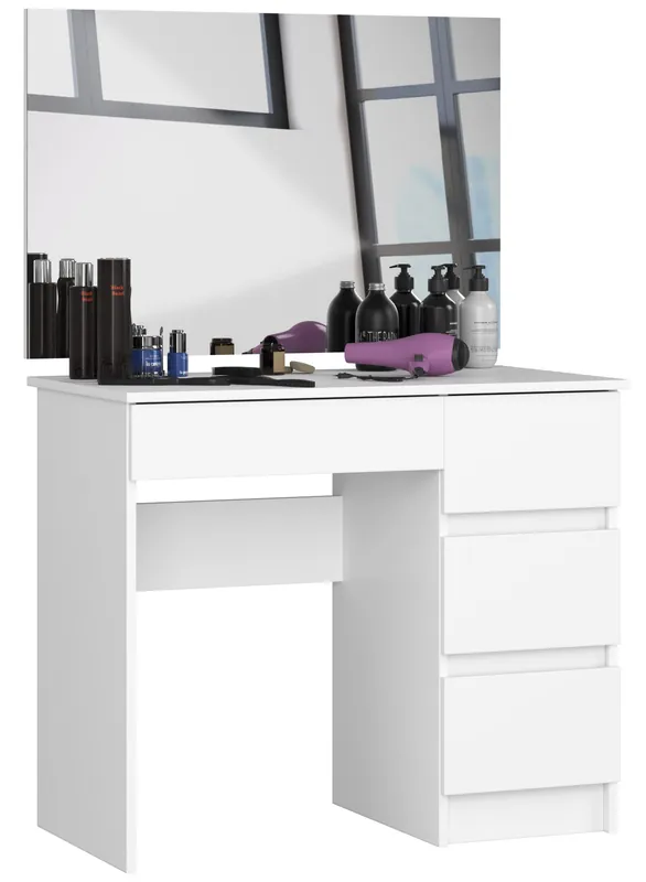 Toaletní stolek se zrcadlem T-6/SL 900x600 pravý, bílý Výhodná Nabídka