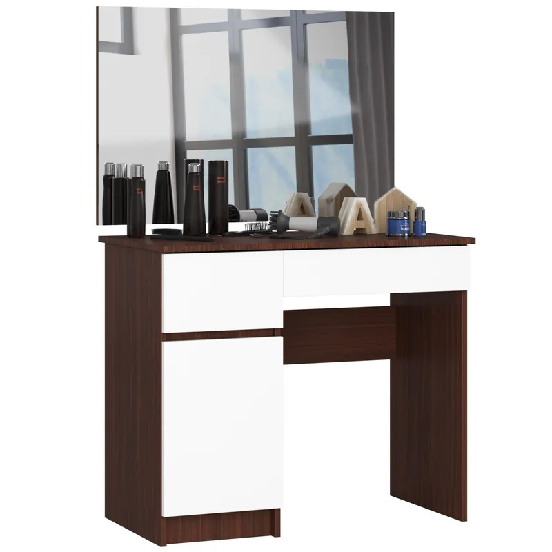 Poslední Šance Toaletní stolek se zrcadlem CLP P-2/SL 900x600 levý, wenge/bílý