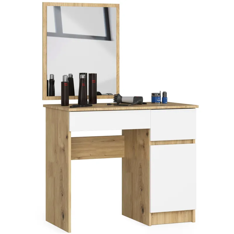 Toaletní stolek se zrcadlem CLP P-2/SL pravý, dub artisan / bílý Cenově Výhodný