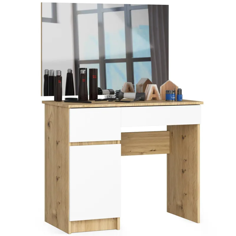 Nová Kolekce Toaletní stolek se zrcadlem CLP P-2/SL 900x600 levý, dub artisan / bílý