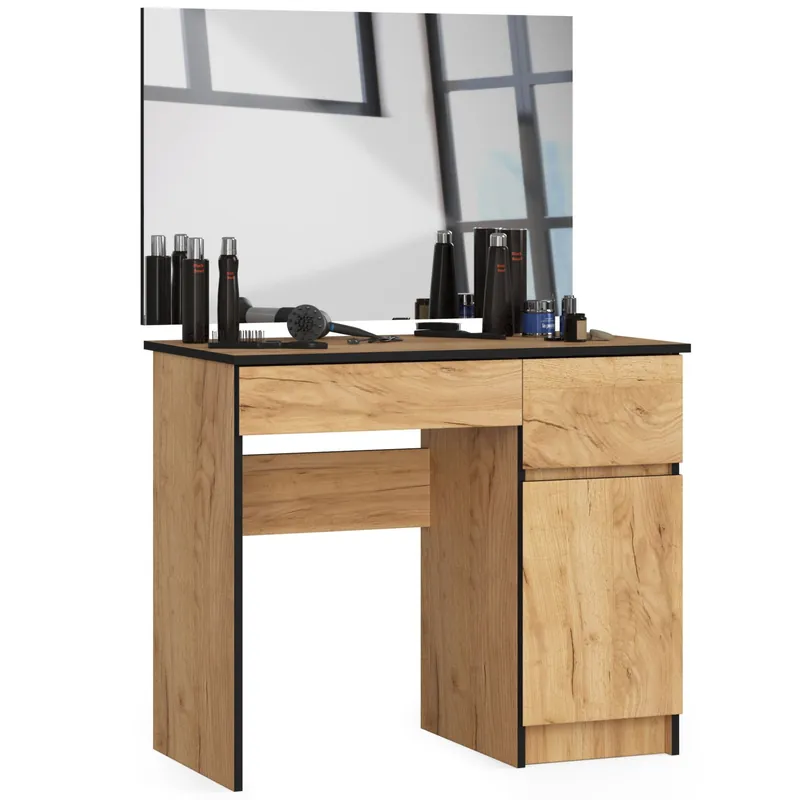 Toaletní stolek se zrcadlem CLP P-2/SL 900x600 pravý, dub craft Vysoce Kvalitní