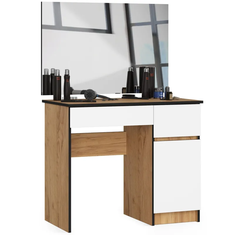 Toaletní stolek se zrcadlem CLP P-2/SL 900x600 pravý, dub craft/bílý Rychlé Dodání