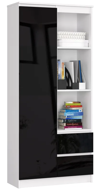 Regál R11 R80 1D 2SZ CLP bílý/černý lesk Bezpečná Platba