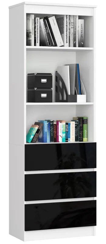 Aktuální Regál R60 3SZ 2P CLP bílý / černý lesk