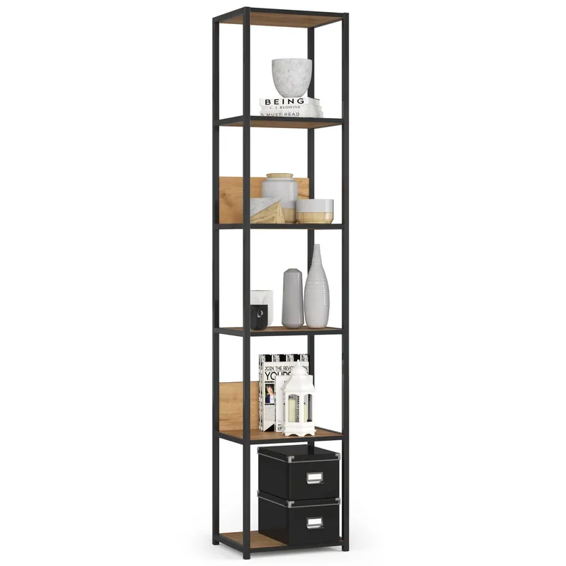 Kovový regál 40 cm, 6 polic, černý / dub craft Nejprodávanější