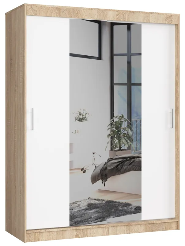 Expresní Doručení Šatní skříň s posuvnými dveřmi 150 cm CLP sonoma / bílá
