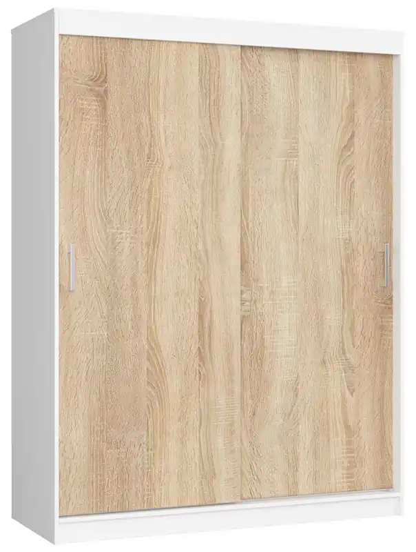 Vrácení Zdarma Šatní skříň s posuvnými dveřmi 150 cm CLP mono bílá / sonoma