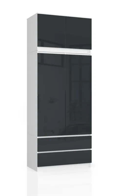 Skříň s nástavcem S 90 cm 2D 2SZ CLP grafitová, lesk Must-Have