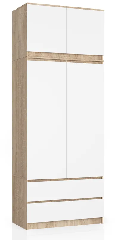 Nejlepší Volba Skříň s nástavcem S 90 cm 2D 2SZ CLP dub sonoma / bílá