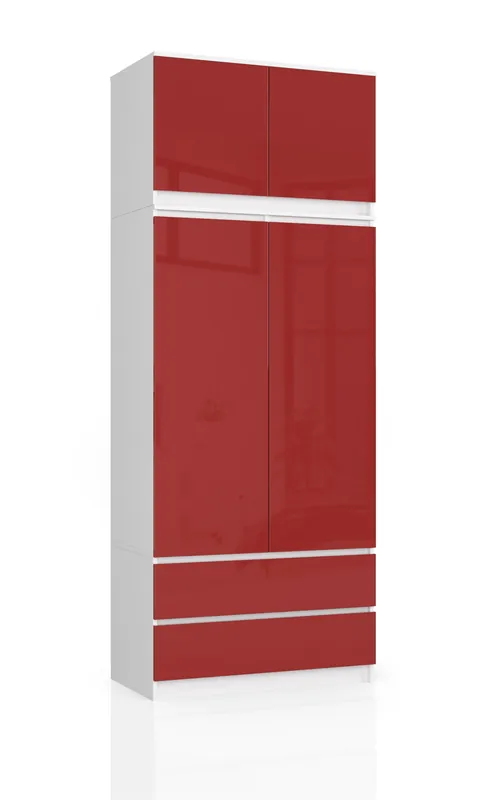 Ihned K Objednání Skříň s nástavcem S 90 cm 2D 2SZ CLP červená, lesk