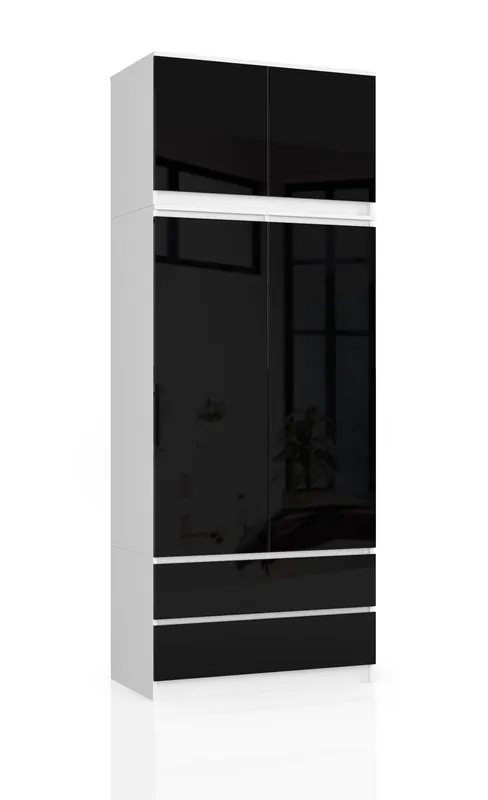 Akční Nabídka Skříň s nástavcem S 90 cm 2D 2SZ CLP černá, lesk