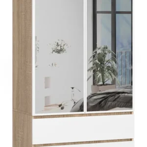 Zlevněný Skříň S 90 cm 2D 2SZ 2 zrcadla CLP sonoma / bílá