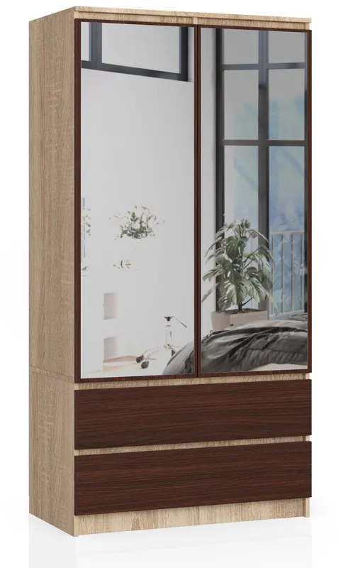 Hit Sezóny Skříň S 90 cm 2D 2SZ 2 zrcadla CLP sonoma / wenge