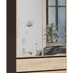 Akce Skříň S 90 cm 2D 2SZ 2 zrcadla CLP wenge / sonoma