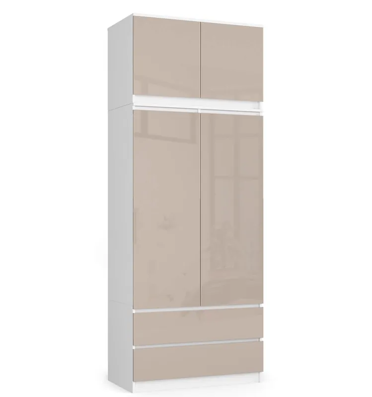 Skříň s nástavcem S 90 cm 2D 2SZ CLP cappuccino, lesk Originální