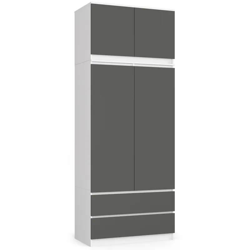 Odeslání Ihned Skříň s nástavcem S 90 cm 2D 2SZ CLP bílá / šedá