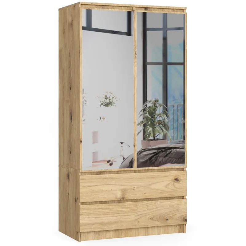 Speciální Cena Skříň S 90 cm 2D 2SZ 2 zrcadla CLP dub artisan