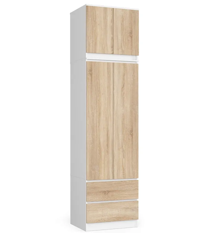 Finální Výprodej Skříň s nástavcem S 60 cm 2D 2SZ CLP bílá / sonoma