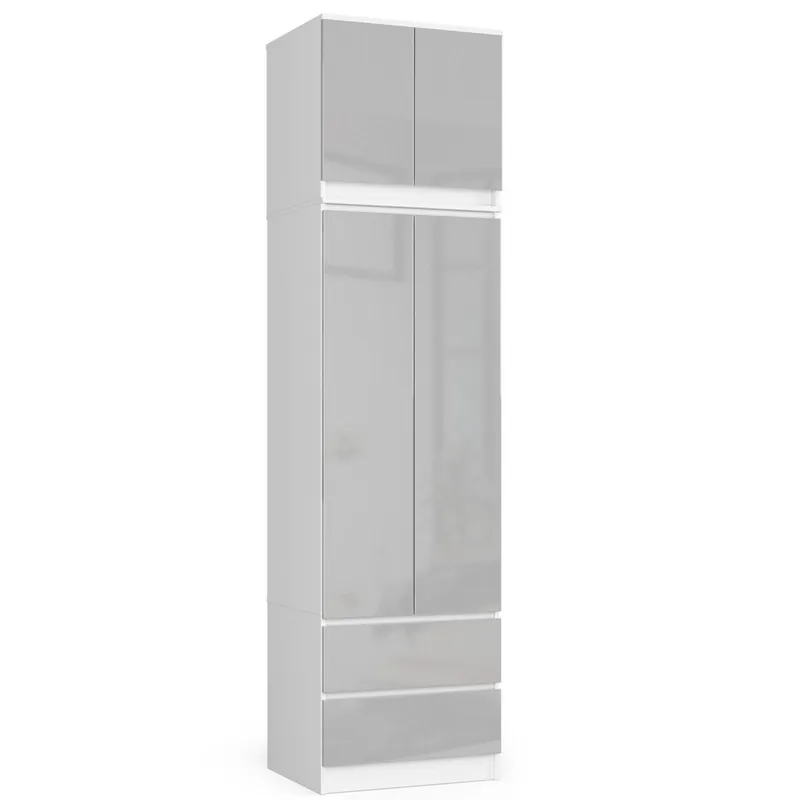 Skříň s nástavcem S 60 cm 2D 2SZ CLP bílá / metalická, lesk Značkový