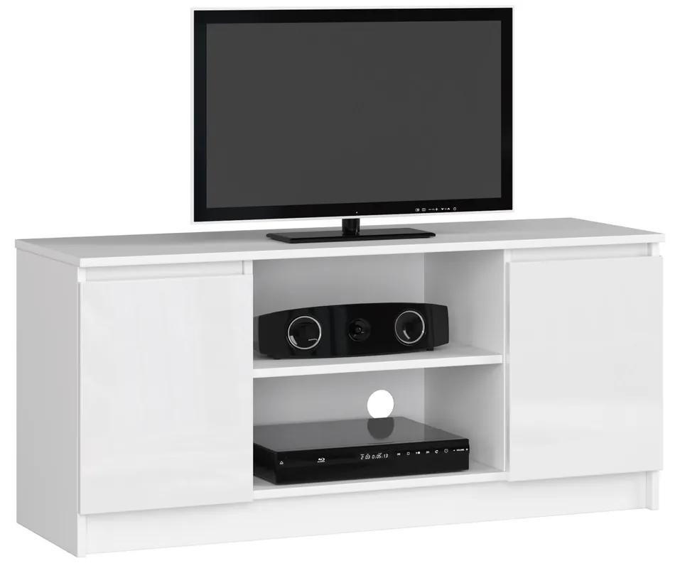 Stolek pod TV RTV 120 2D 1P bílý, lesk Nejlepší Cena