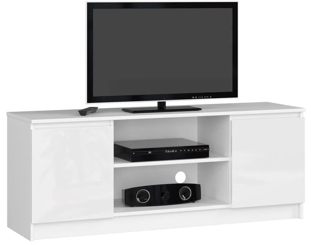 Stolek pod TV RTV 140 2D 1P bílý, lesk Ověřený