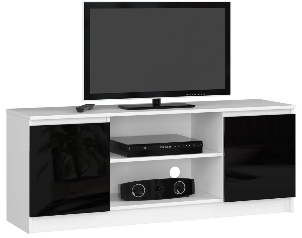 Přímo Od Výrobce Stolek pod TV RTV 140 2D 1P bílý / černý, lesk
