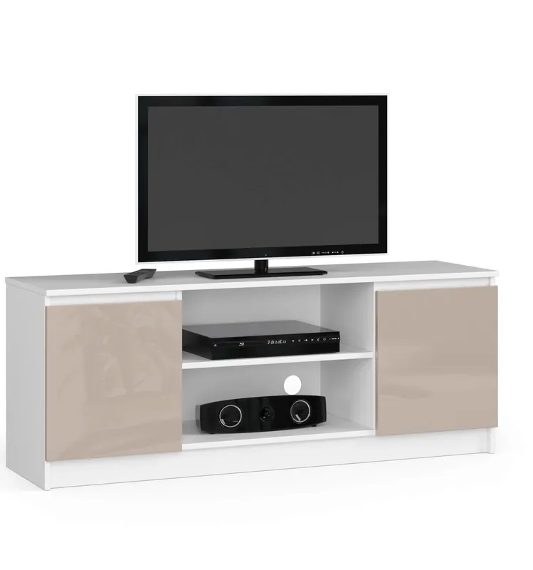 Poslední Šance Stolek pod TV RTV 140 2D 1P bílý / cappuccino, lesk