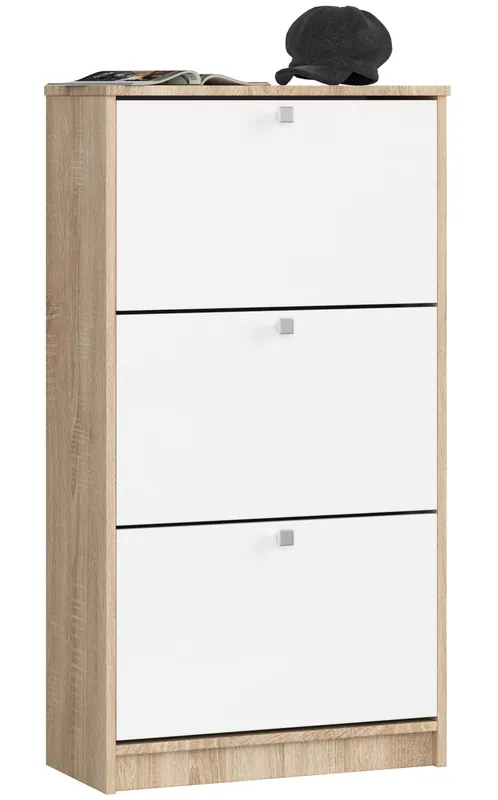 Nejlepší Volba 3 křídlový botník 60 cm, dub sonoma / bílý
