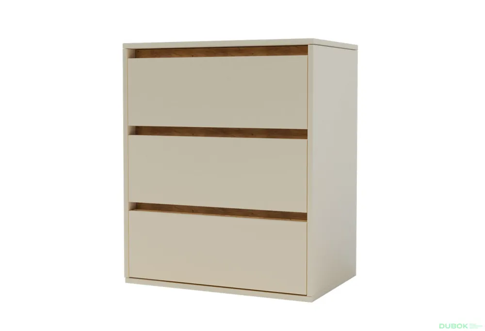 Nová Kolekce Komoda Idea K 760/600/3š satén / dub kraft zlatý