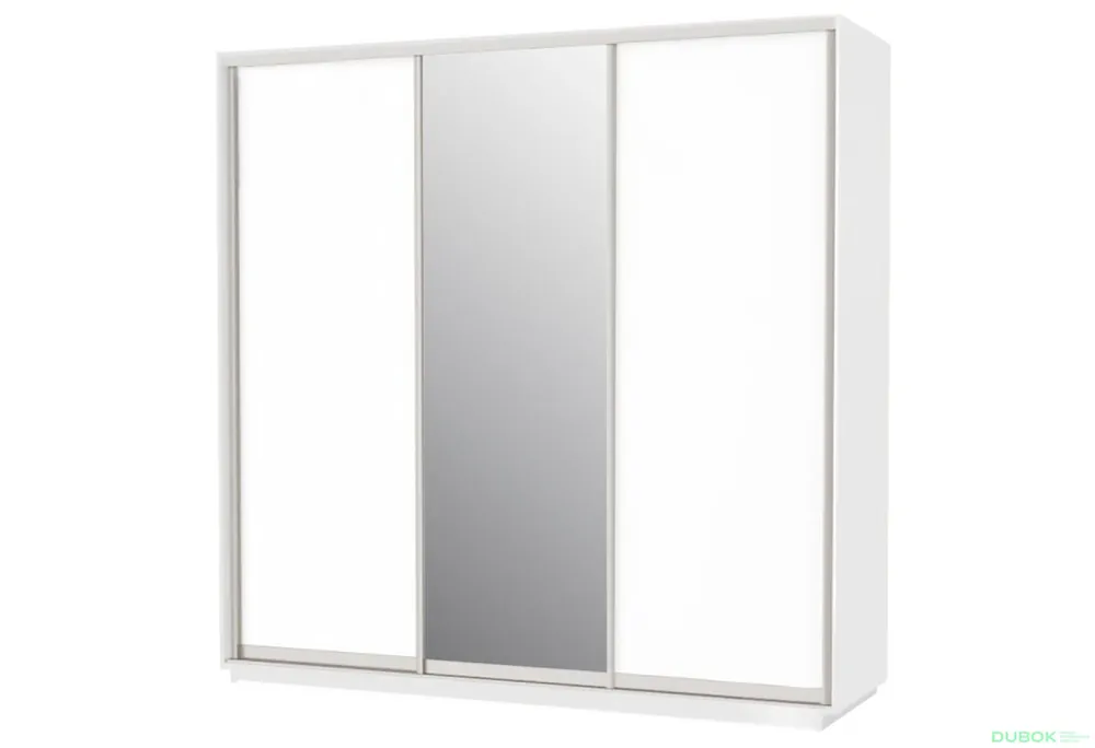 Objednat Nyní Skříň 200x240x60 nymphaea alba, 2 dřevotříska+1 zrcadlo, stříbrný profil