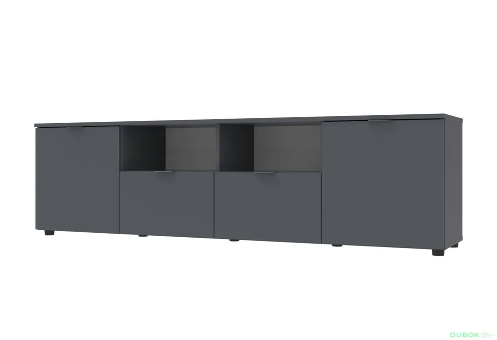 Autentický TV stolek s dvířky a zásuvkami Ron 4 180 cm Grafit