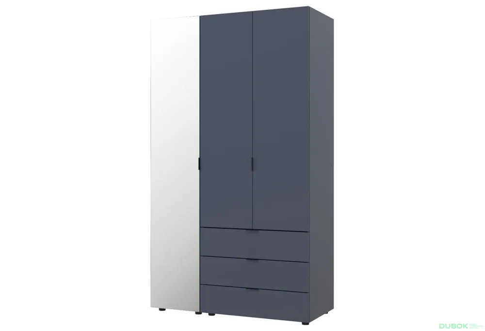 Skříň třídveřová se zrcadlem Gelar 116.5 cm Grafit Bezpečná Platba
