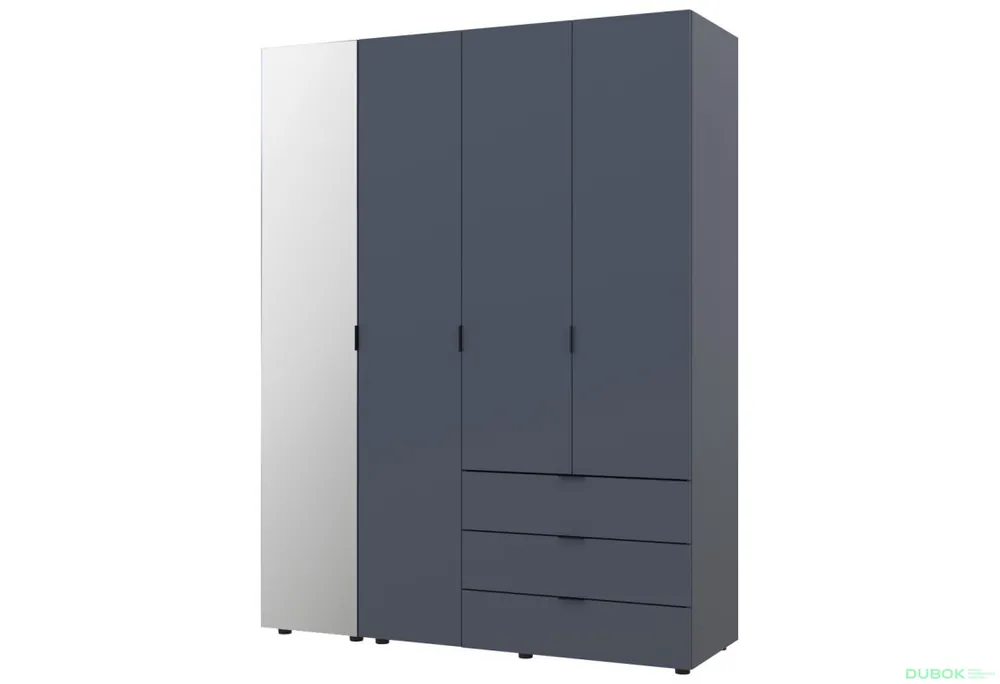 Autentický Skříň čtyřdveřová se zrcadlem Gelar 155.2 cm Grafit