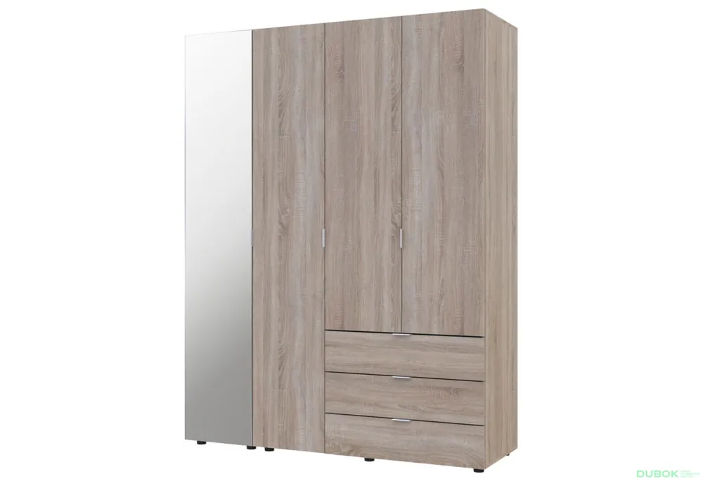 Expresní Doručení Skříň čtyřdveřová se zrcadlem Gelar 155.2 cm Dub sonoma