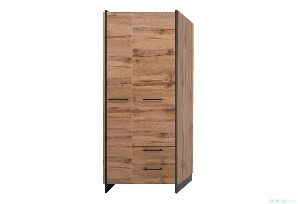 Top Prodej Skříň dvoudveřová se zásuvkami Amino 82x192.5x45 cm Dub wotan / Černý