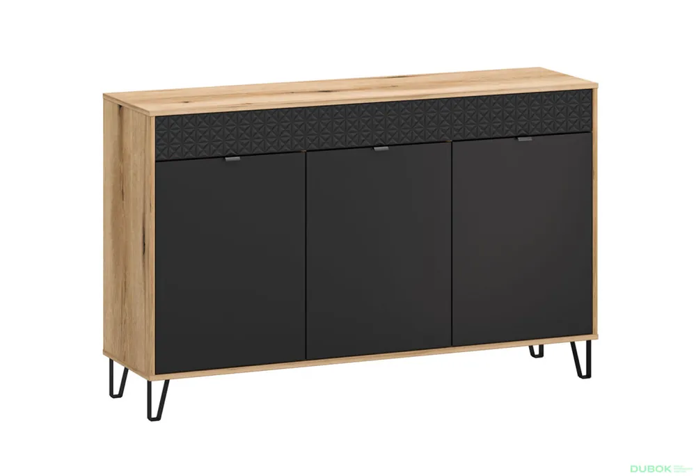 Komoda 3d (G) dub evok / černý Bellano Top Prodej