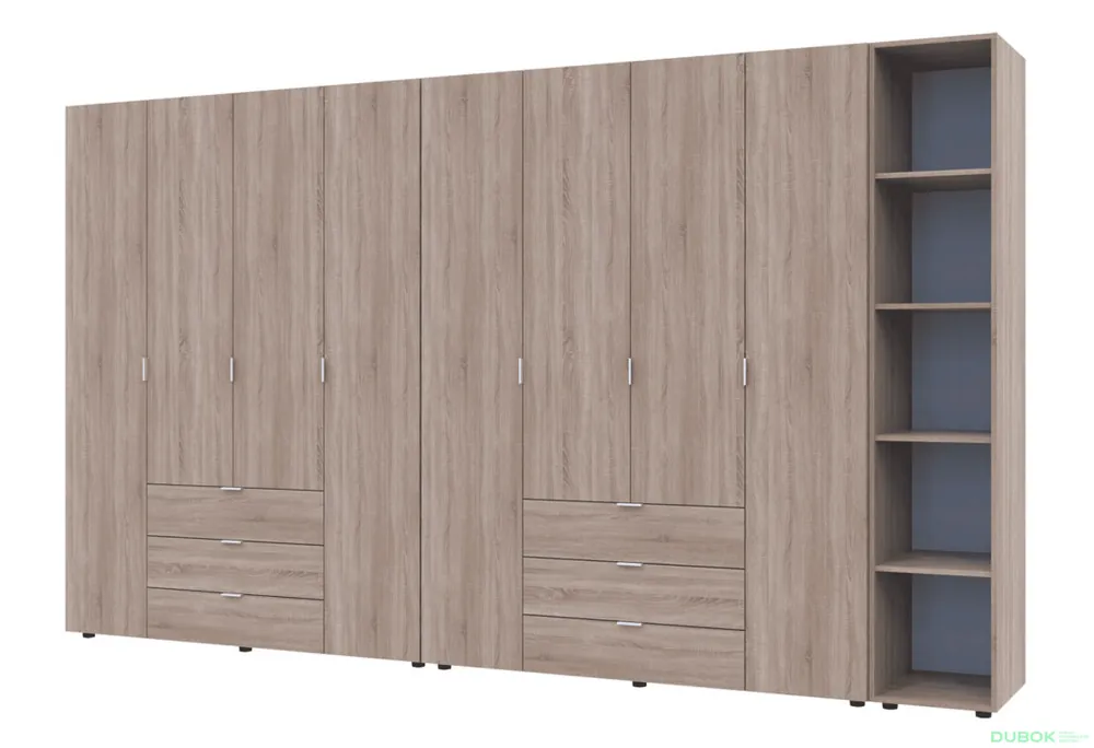 Skříň osmidveřová s regálem Gelar 348.2 cm Dub sonoma Nová Kolekce