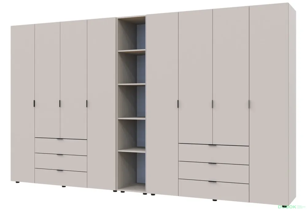 Akce Skříň osmidveřová s regálem Gelar 348.2 cm Kašmír