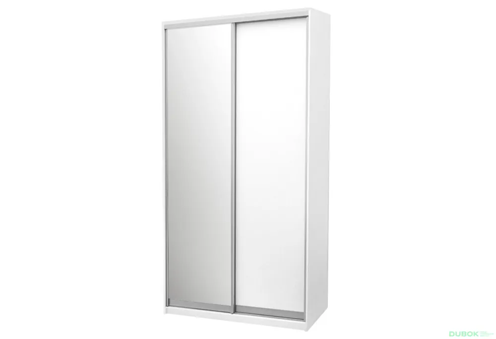 Skříň 2D 1200x2400x600, DTD + zrcadlo, bílá Finální Výprodej