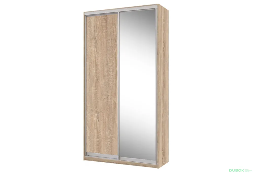 Top Prodej Skříň 2D 1200x2400x600, DTD + zrcadlo, Světlý dub sonoma