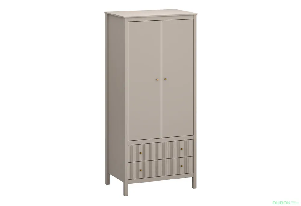 Vrácení Zdarma Skříň dvoudveřová se zásuvkami Kleo 91x201x61 cm Taupe
