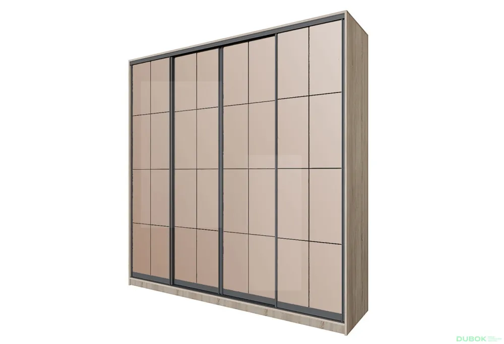 Skříň 4D 2400x2400x600 Světlý dub sonoma, 4D Loft Zrcadlo Lines BL Cenový Hit