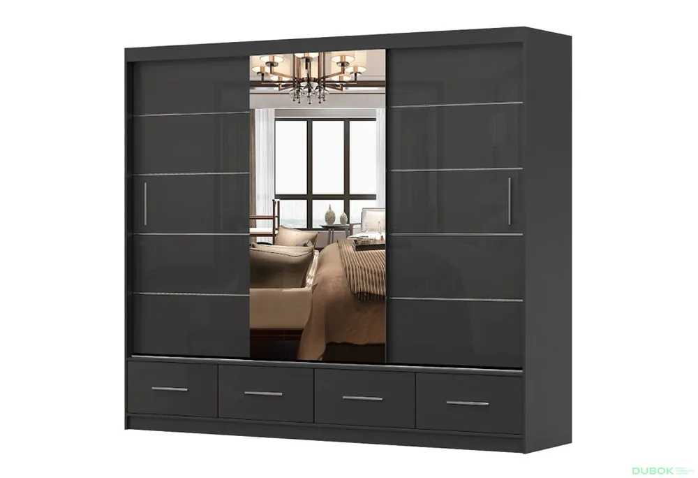 Skříň Florence 3D 250 černý lesk Přímo Od Výrobce